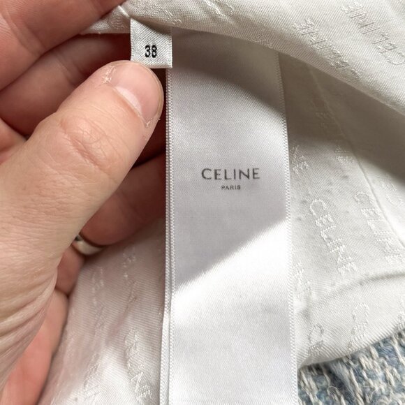 Celine Blue Ivory Tweed Open Cardigan Jacket - Picture 8 of 9